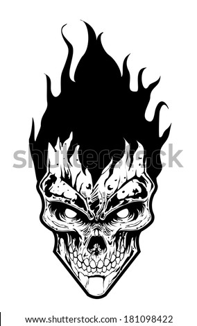Skull WIth Flame Hair
