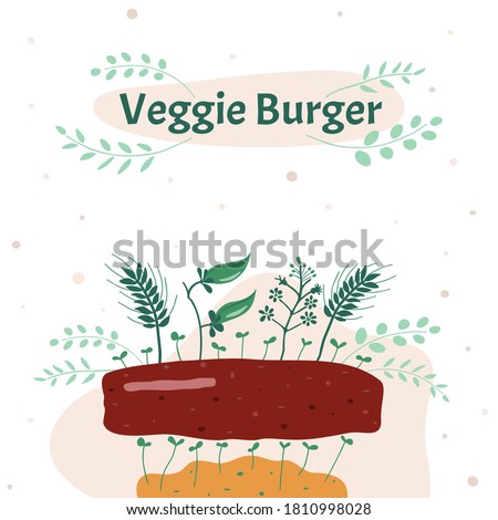Vector illustration. Veggie meatball. Replacing animal meat to plant-based is a rational use of land resources.