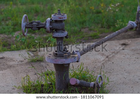 Oil pipes and valves in an oil field