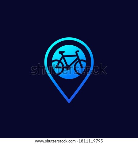 Marker with a bike, vector