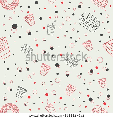 seamless pattern food with memphis style stock vector background