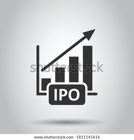 Chart graph icon in flat style. Arrow grow vector illustration on white isolated background. Analysis IPO business concept. Royalty-Free Stock Photo #1811145616