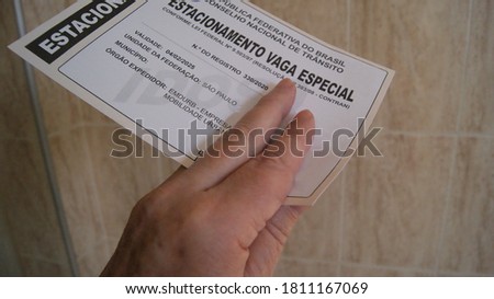 Special Car Parking Card, granted to elderly people in Brazil, for free parking in demarcated areas of Brazilian cities