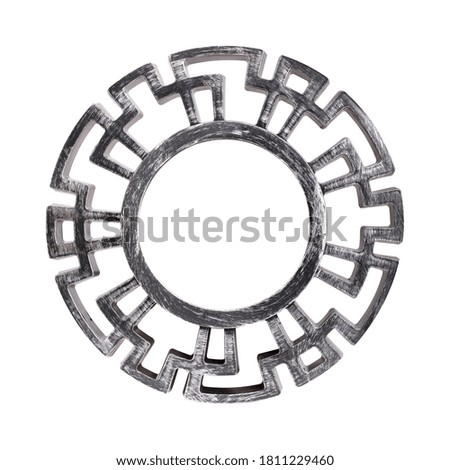Silver round frame for paintings, mirrors or photo isolated on white background. Design element with clipping path