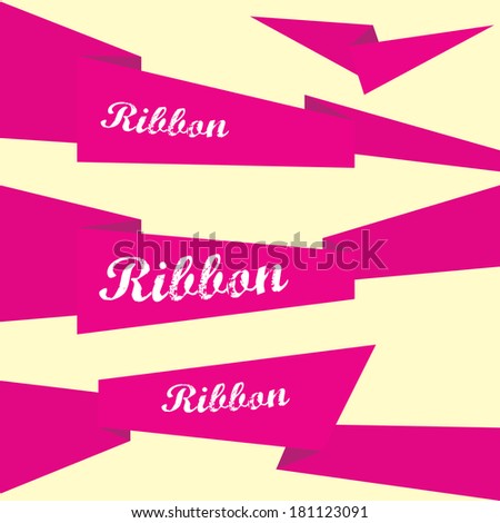 Set of retro pink ribbons and labels. Vector illustration. pink bow collection