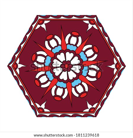 Topkapi palace pattern at Istanbul, Turkey, colorful and bright flowers, vector 