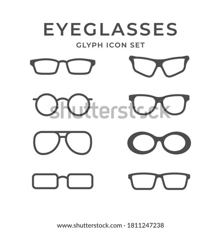 Set glyph icons of eyeglasses