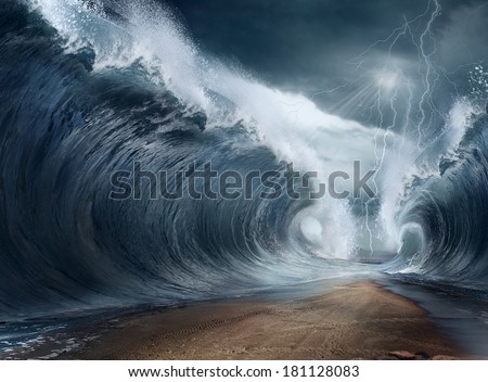 The seas are being parted Royalty-Free Stock Photo #181128083