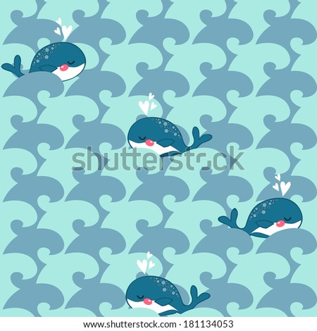 seamless pattern with a whale. vector illustration