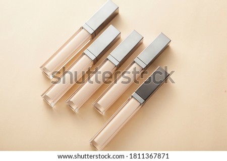 Multiple Concealer liquid is placed neatly. Royalty-Free Stock Photo #1811367871