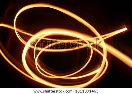 Light Trails at Night with Black Background