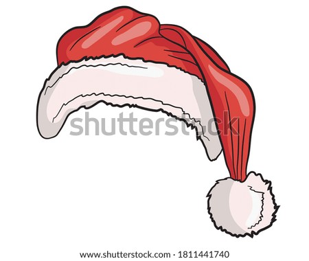 Red Santa Claus hat isolated on white background. Christmas decoration santa hats. Vector illustration.
