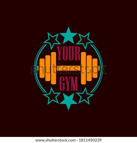 Three colours gym symbol with text