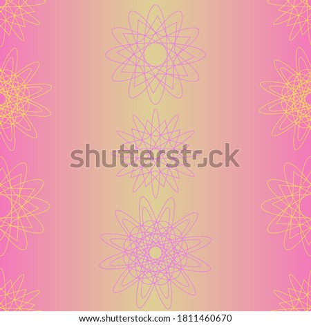 Soft pink yellow background with geometric mandalas design. Beautiful seamless pattern for decoration or textile print.
