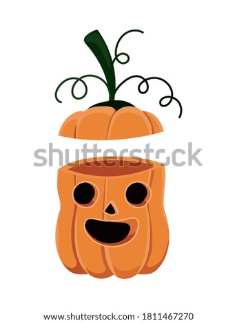 Halloween pumpkin cartoon with cover design, Holiday and scary theme Vector illustration