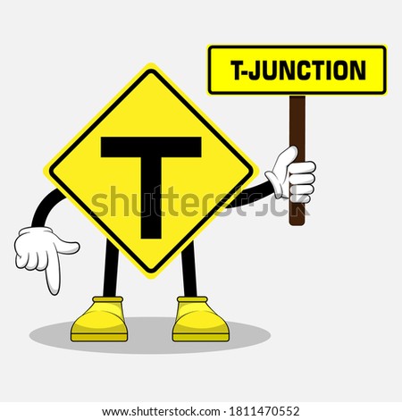 vector character for road junction traffic sign