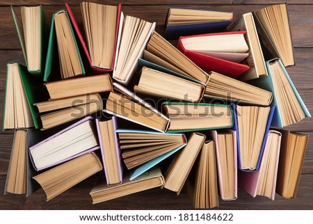 Book pattern background for wisdom, science and education. Reading and writing concept