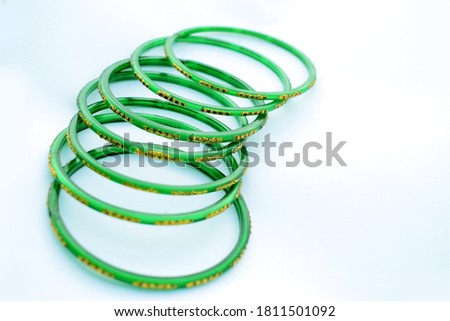 Green bangles isolated on white background, wedding Traditional green bangles