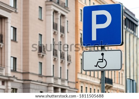 disabled people sign for parking car place - image