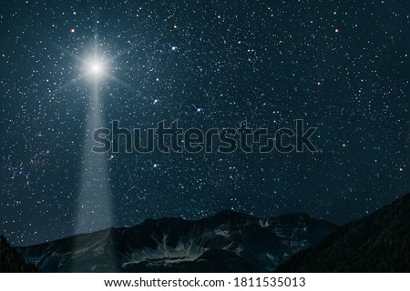 mountain. backgrounds night sky with stars and moon and clouds.  Elements of this image furnished by NASA