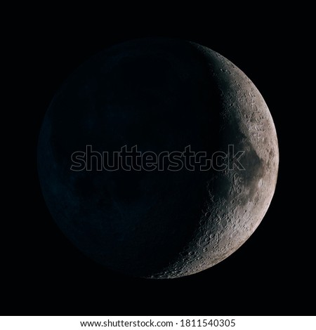 Half moon background. The Moon is an astronomical body that orbits planet Earth, permanent natural satellite. Elements of this image furnished by NASA Royalty-Free Stock Photo #1811540305