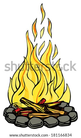 Isolated camp fire place, vector illustration
