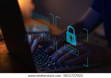 cyber security, digital crime concept, data protection from hacker Royalty-Free Stock Photo #1811727022