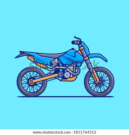 Motocross Bike Cartoon Vector Icon Illustration. Motorcycle Vehicle Icon Concept Isolated Premium Vector. Flat Cartoon Style