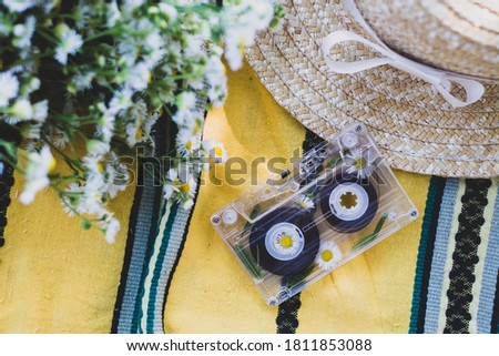vintage audio cassette decorated with flowers