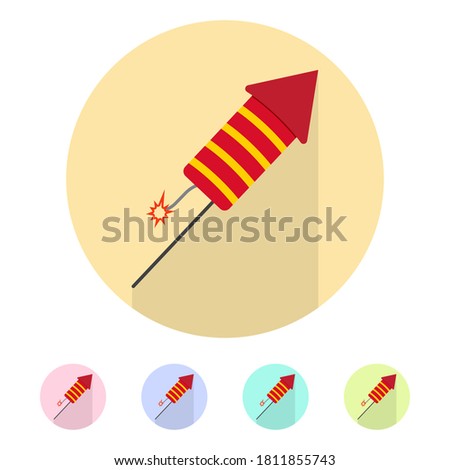 Fireworks or firecrackers flat icon isolated a round background