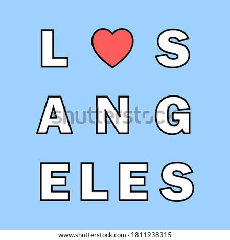 LOS ANGELES WHITE TEXT WITH A HEART, SLOGAN PRINT VECTOR