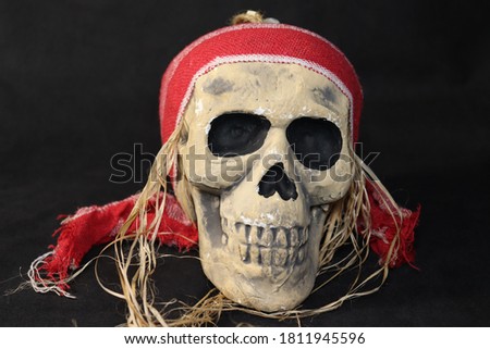 Halloween skeleton head with pirate type headband
