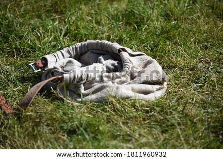 Swiss wrestling trousers in the grass, used for "Schwingen" what is like wrestling in the saw dust
