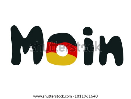 The word  “Moin” in German means HELLO, doodle  illustration for banner, poster, brochure, websites 