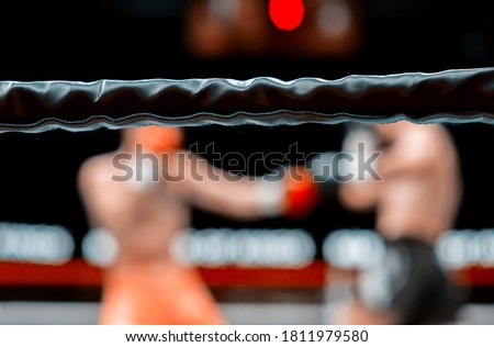 Boxing competition, details of the fight ring. Vintage color filter