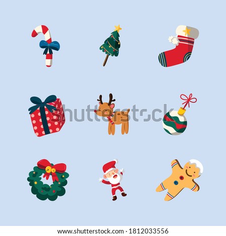 christmas element vector set, lovely christmas clip art collection.