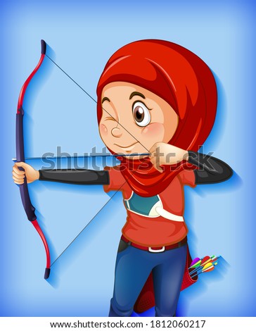 Female muslim archer character illustration