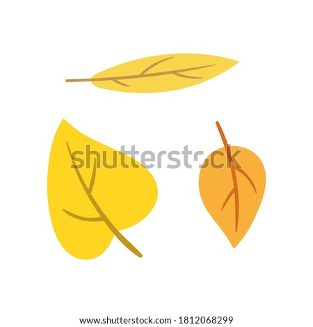Simple tree leaf illustrations. Hand drawn autumn leaves
