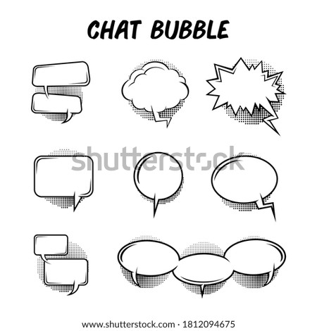 Collection of vector illustrations of speech balloons. Perfect for design elements from comics, story books, and cartoon stories. Pop art style chat bubble blank template.