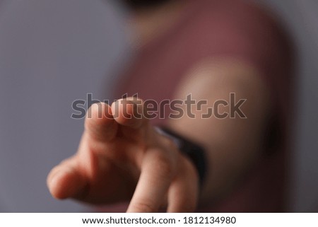 A man pressing button. Innovation technology internet business concept. Space for text.