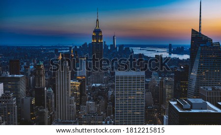New York panorama skyview sunset