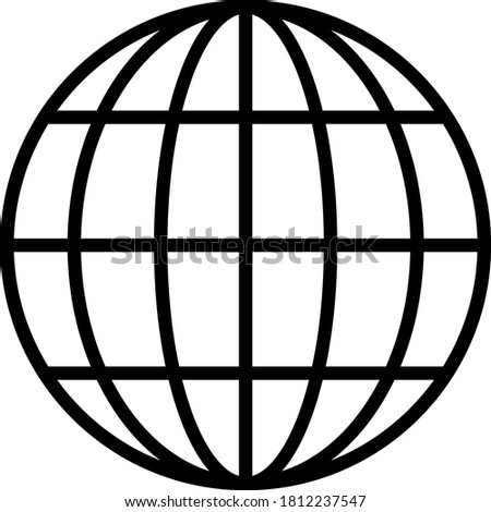 Simple line globe icon on white background