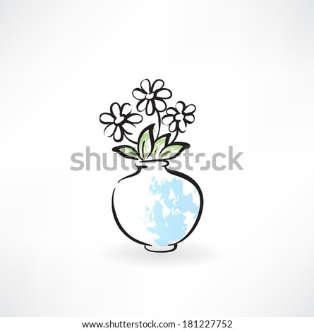 flowers in a vase grunge icon