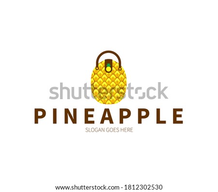 Pineapple Handbag, Fashion, Salon, Beauty Logo Concept. Vector Design Illustration. Symbol and Icon Vector Template.