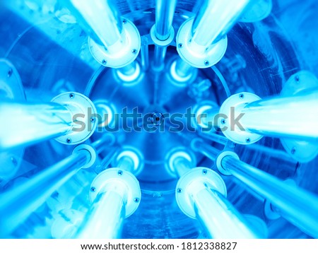 Ultraviolet lamps in a water disinfection plant Royalty-Free Stock Photo #1812338827