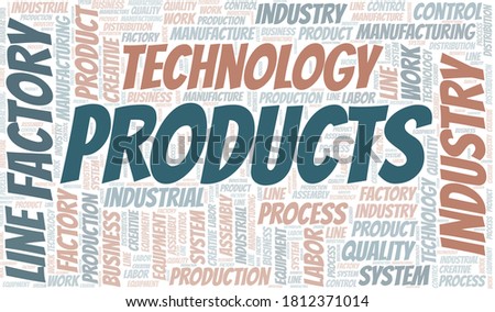 Products word cloud create with text only.