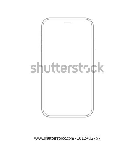 Smartphone line icon. Mobile phone mock up modern linear vector illustration isolated on white background. Royalty-Free Stock Photo #1812402757