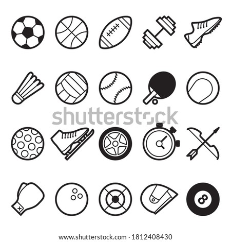 Sports line icons set, Vector illustration in flat style