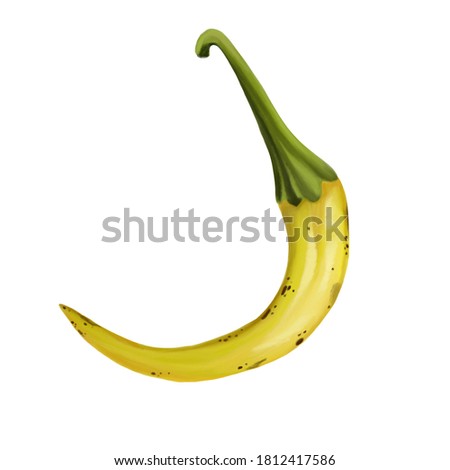 Hot yellow peppers on an isolated white background. Digital art, oil imitation. Raster illustration