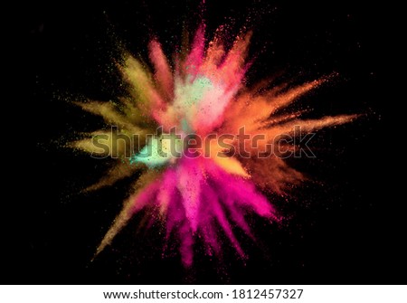 Colorful abstract powder background with color spectrum, isolated on black background Royalty-Free Stock Photo #1812457327